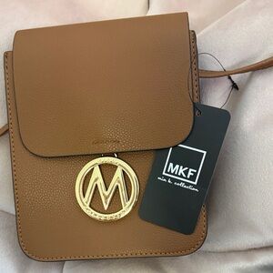 Brown Crossbody Bag with Gold Logo